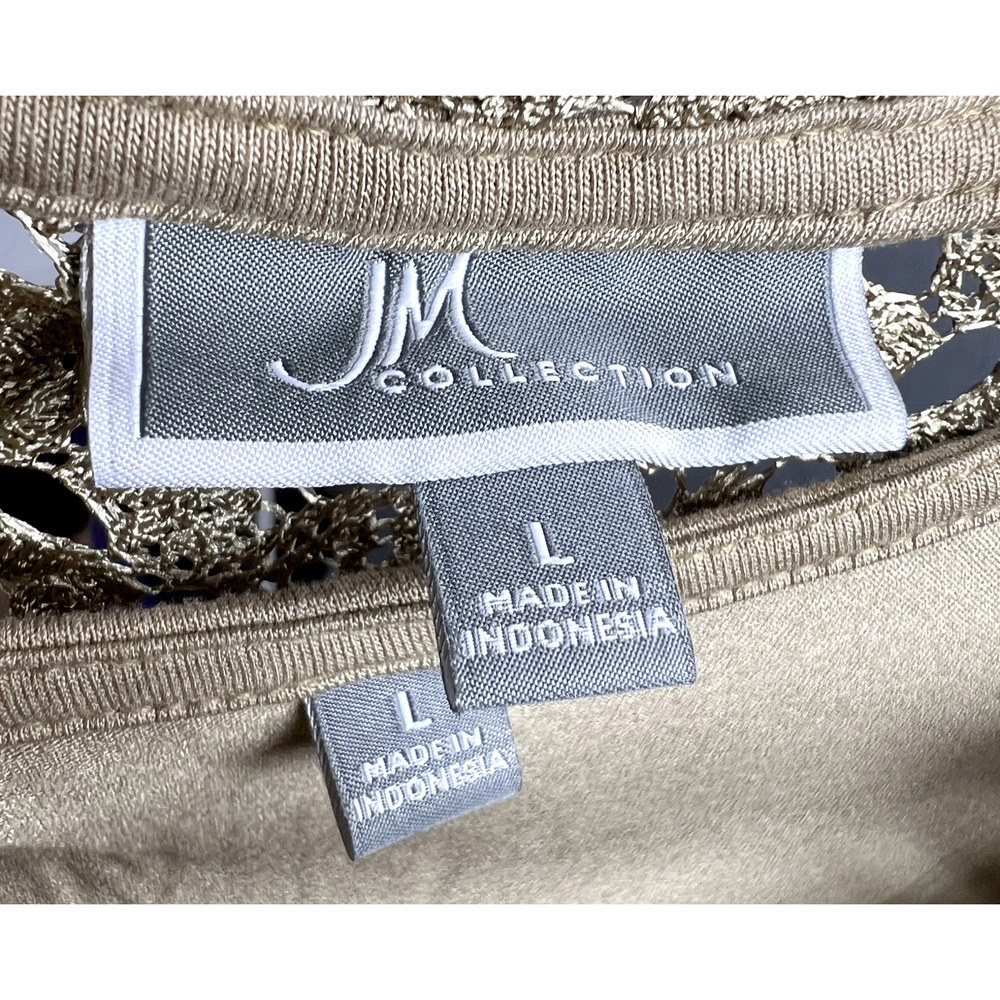 JM Collection Crocheted Lined Blouses Womens Lot/2 Large + Petite XL Gold Silver - Picture 10 of 13